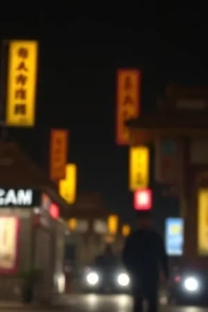 退潮后的海边栈桥与亮着灯的民宿窗口，对应《潮汐上岸时》的等待段落
